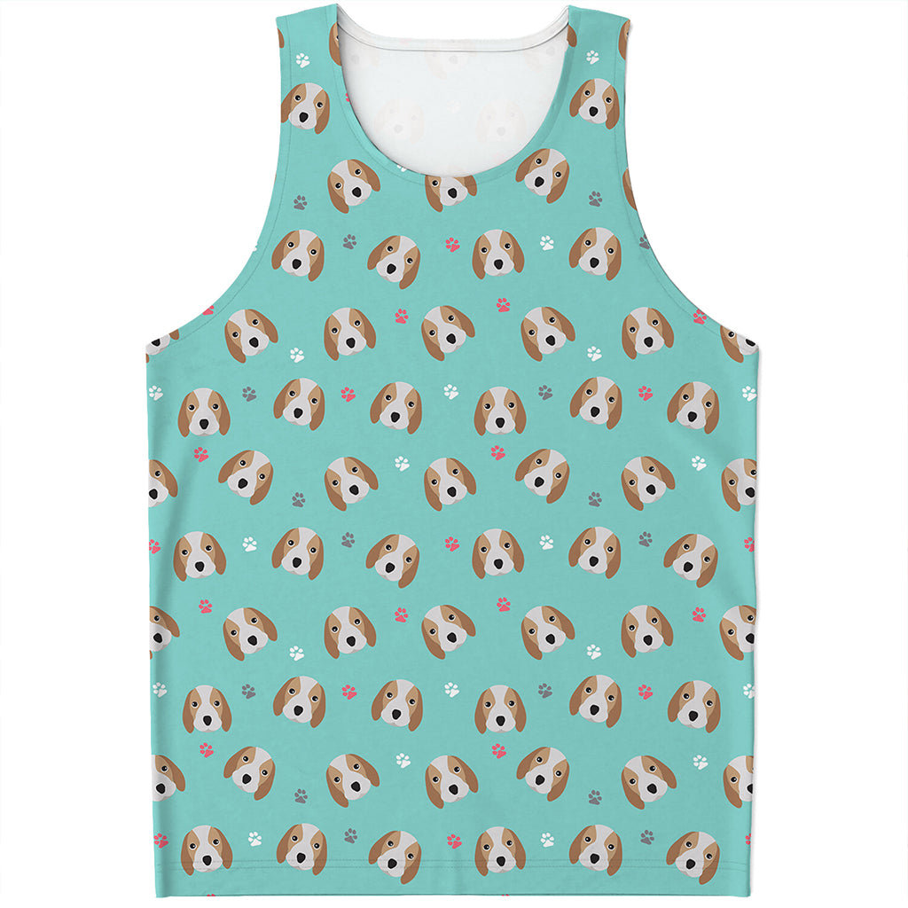 Adorable Beagle Puppy Pattern Print Men's Tank Top