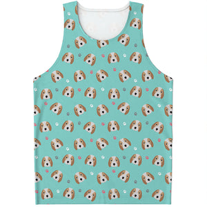 Adorable Beagle Puppy Pattern Print Men's Tank Top