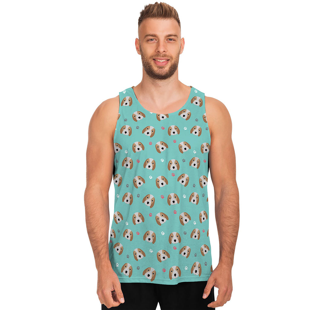 Adorable Beagle Puppy Pattern Print Men's Tank Top