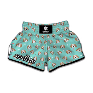 Adorable Beagle Puppy Pattern Print Muay Thai Boxing Shorts