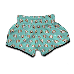 Adorable Beagle Puppy Pattern Print Muay Thai Boxing Shorts