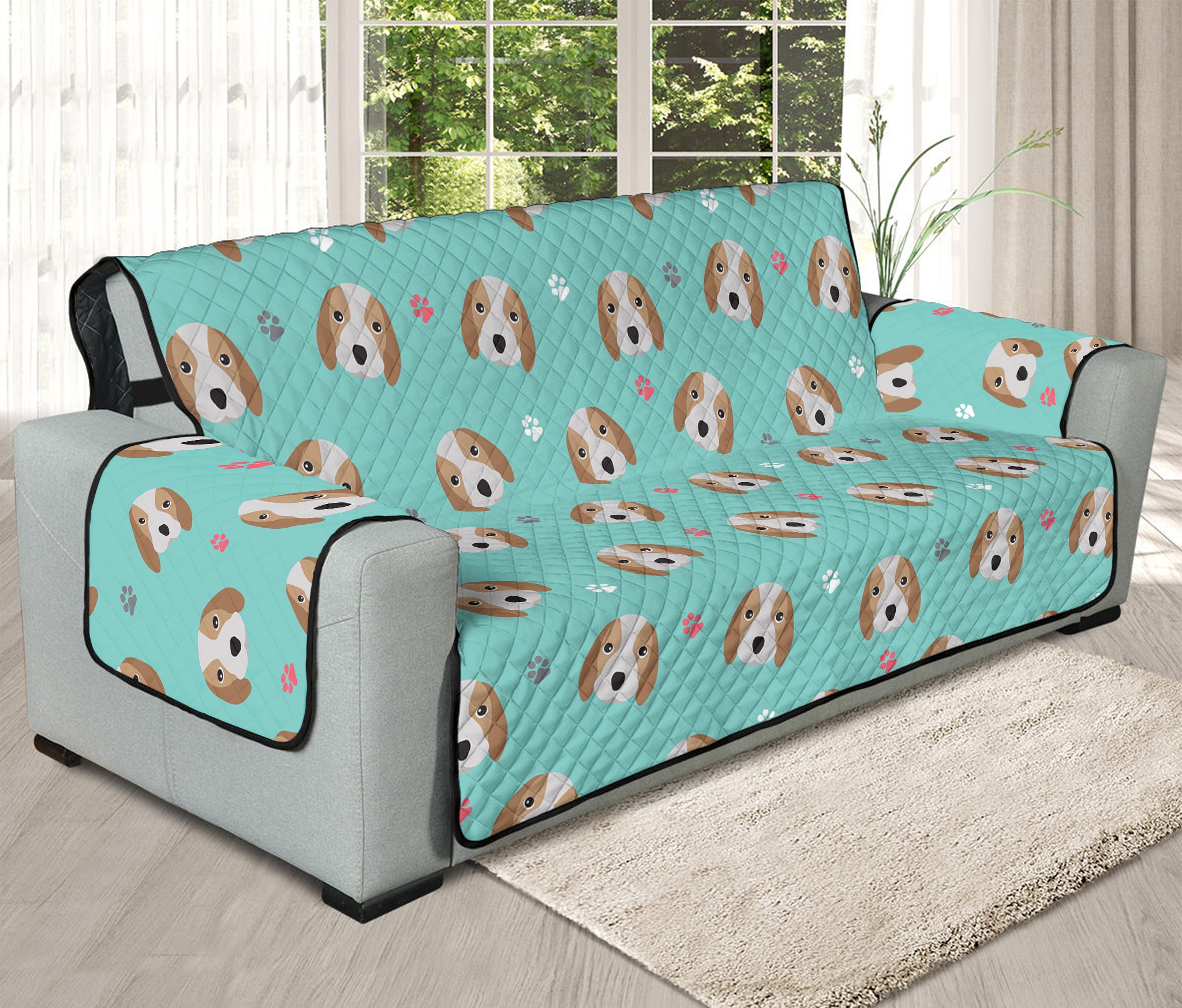 Adorable Beagle Puppy Pattern Print Oversized Sofa Protector