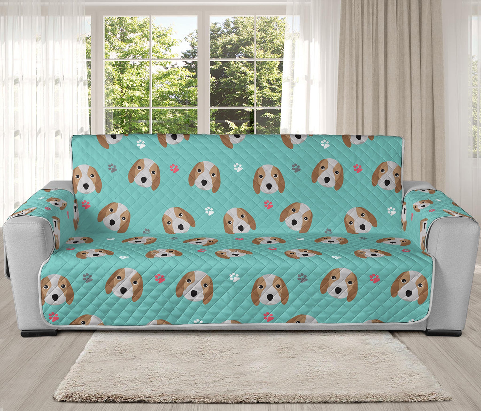 Adorable Beagle Puppy Pattern Print Oversized Sofa Protector