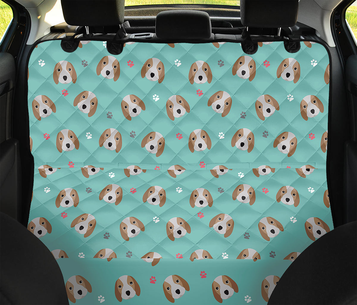 Adorable Beagle Puppy Pattern Print Pet Car Back Seat Cover