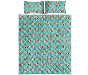 Adorable Beagle Puppy Pattern Print Quilt Bed Set