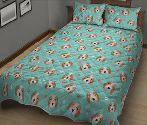 Adorable Beagle Puppy Pattern Print Quilt Bed Set