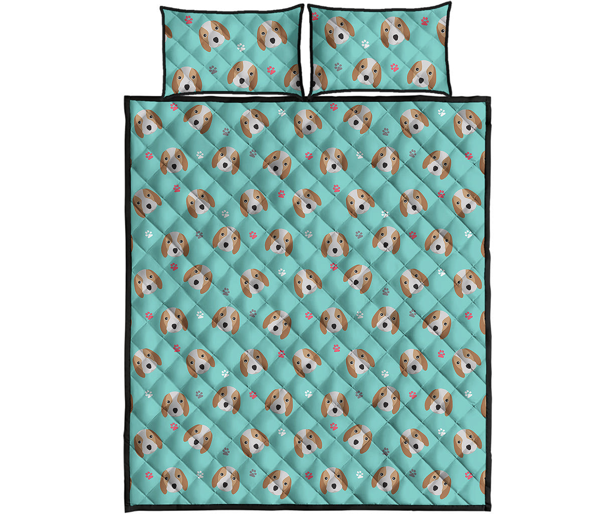 Adorable Beagle Puppy Pattern Print Quilt Bed Set