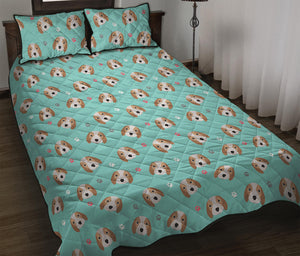 Adorable Beagle Puppy Pattern Print Quilt Bed Set