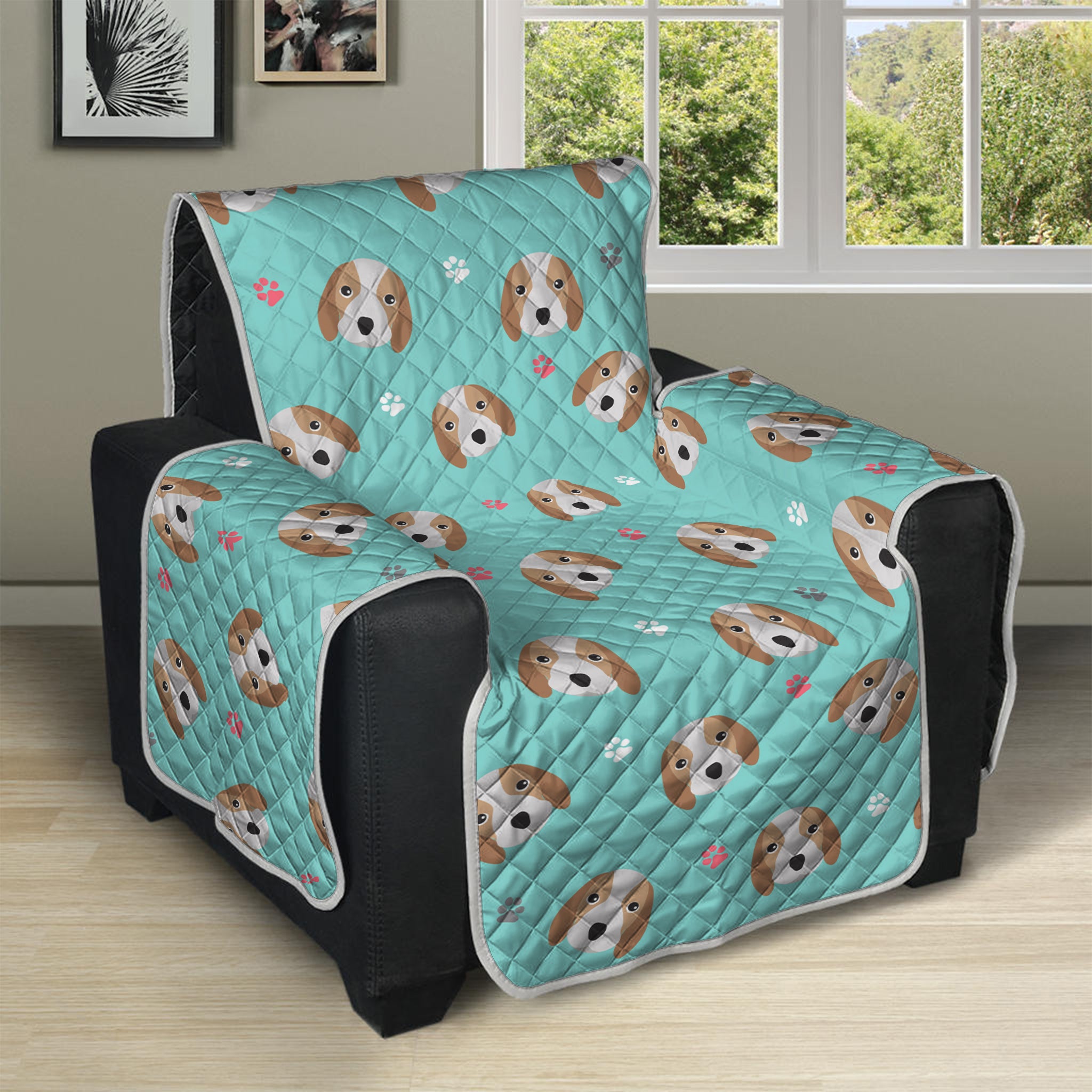 Adorable Beagle Puppy Pattern Print Recliner Protector