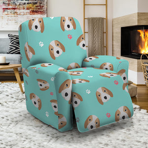 Adorable Beagle Puppy Pattern Print Recliner Slipcover