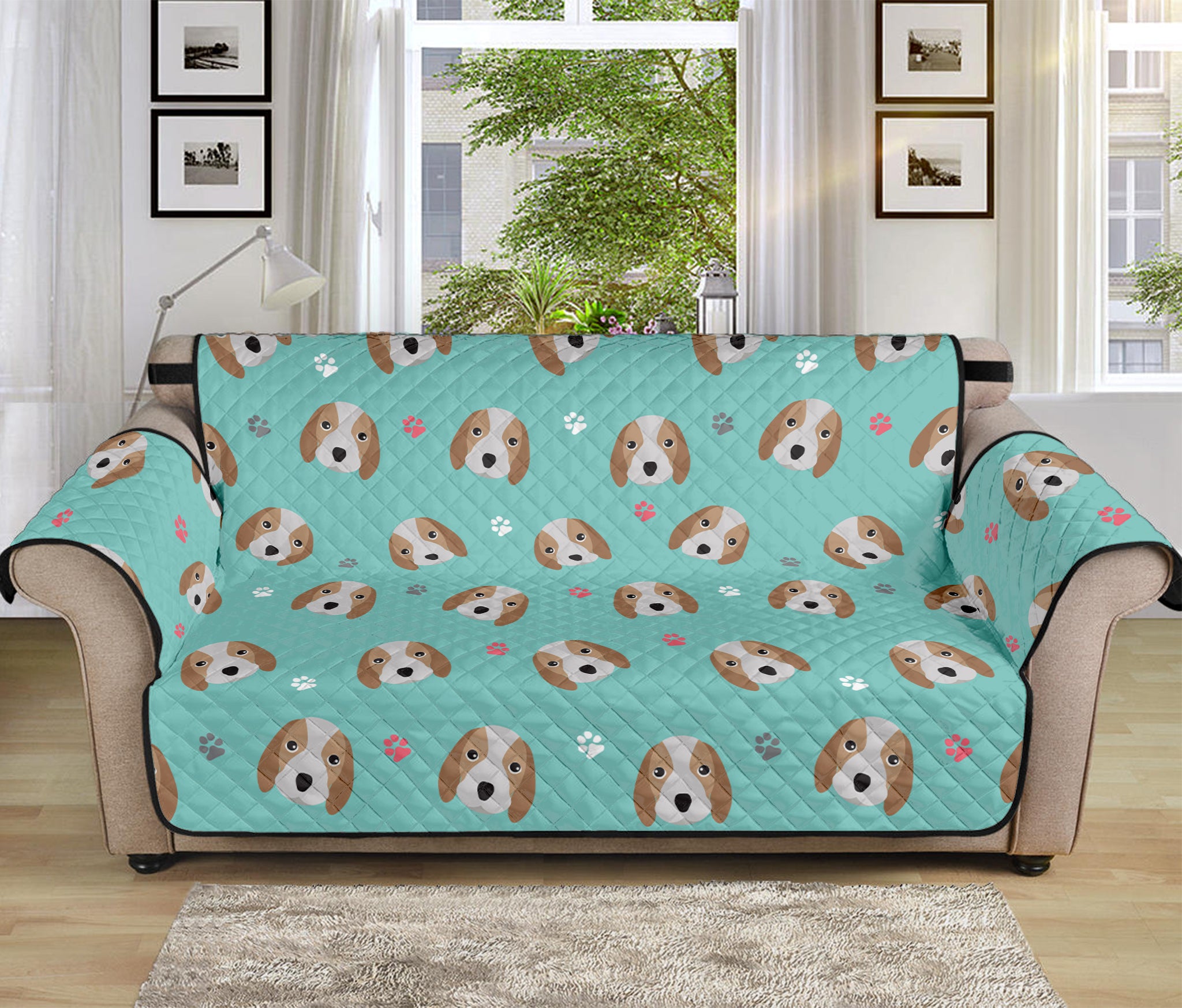 Adorable Beagle Puppy Pattern Print Sofa Protector