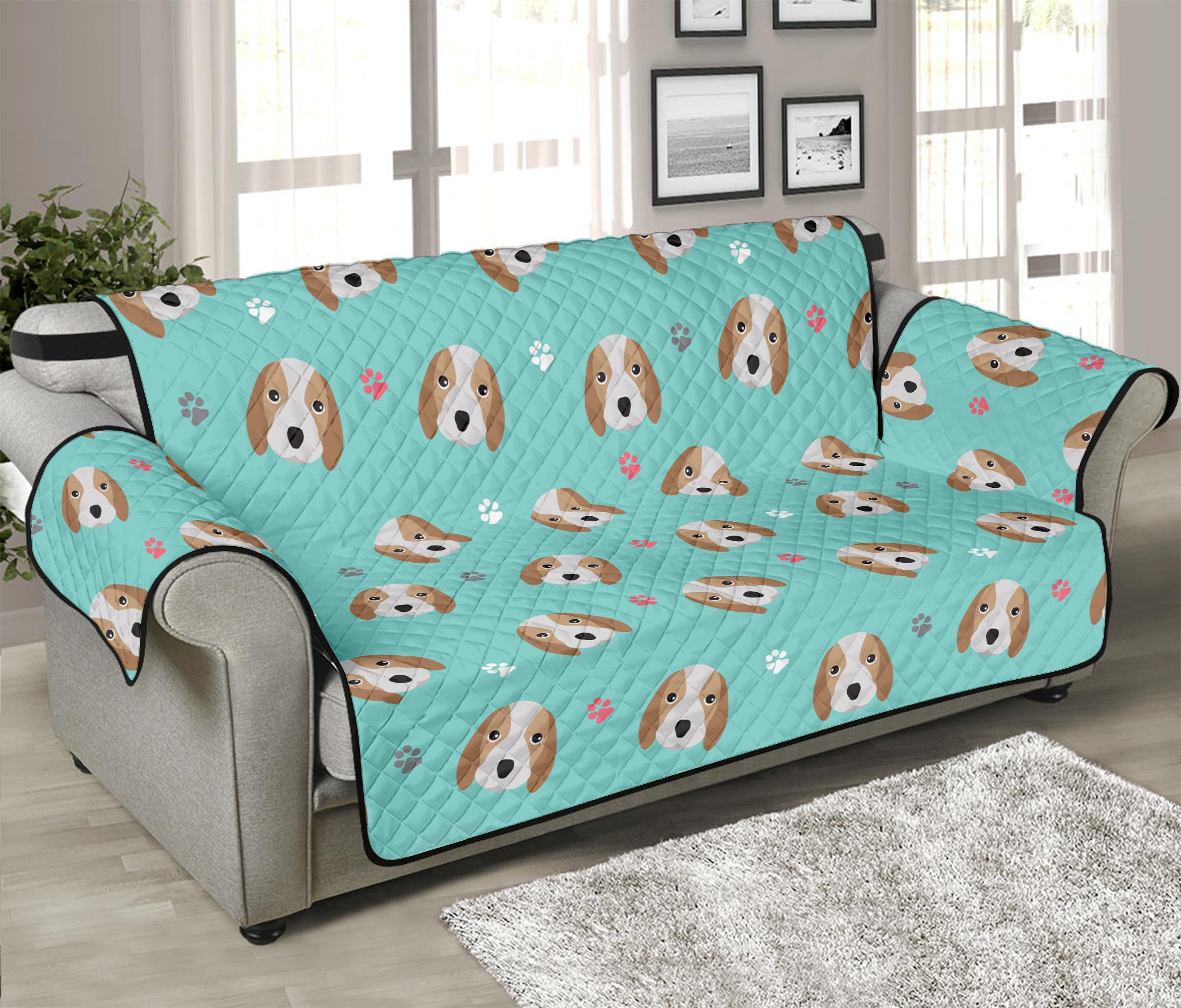 Adorable Beagle Puppy Pattern Print Sofa Protector