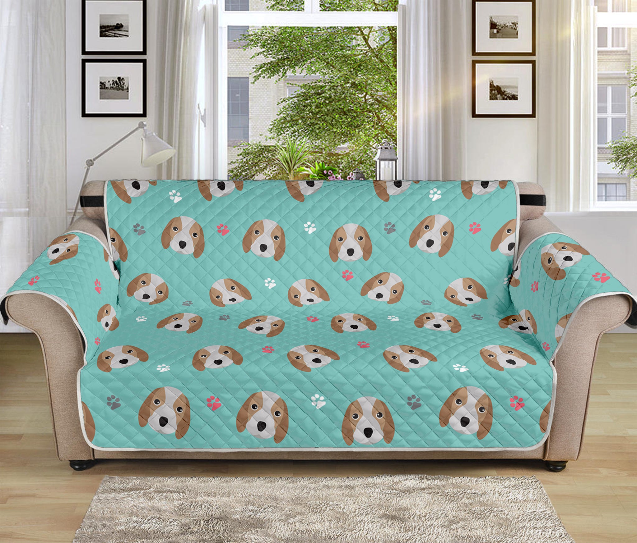 Adorable Beagle Puppy Pattern Print Sofa Protector