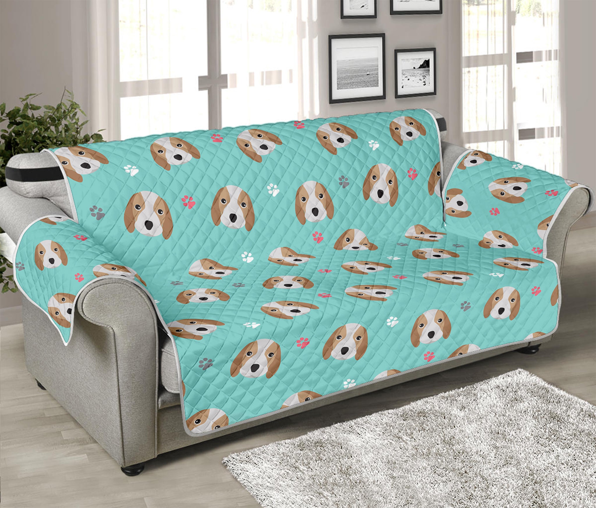 Adorable Beagle Puppy Pattern Print Sofa Protector