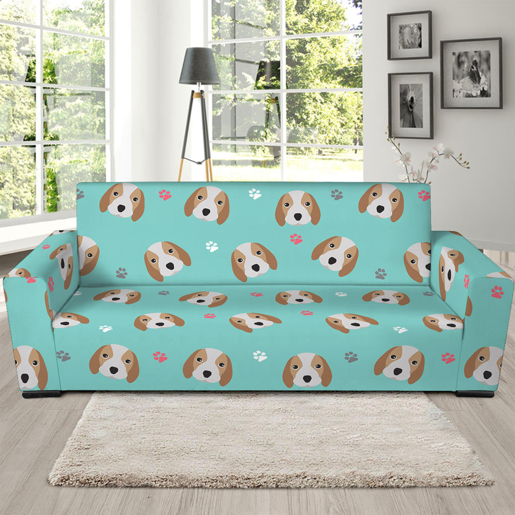 Adorable Beagle Puppy Pattern Print Sofa Slipcover