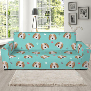 Adorable Beagle Puppy Pattern Print Sofa Slipcover