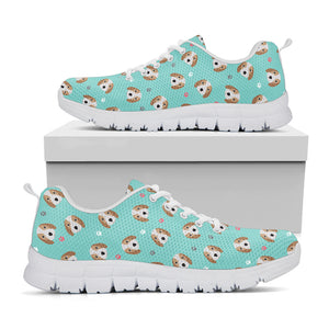 Adorable Beagle Puppy Pattern Print White Sneakers