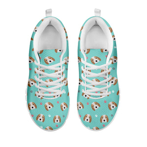 Adorable Beagle Puppy Pattern Print White Sneakers