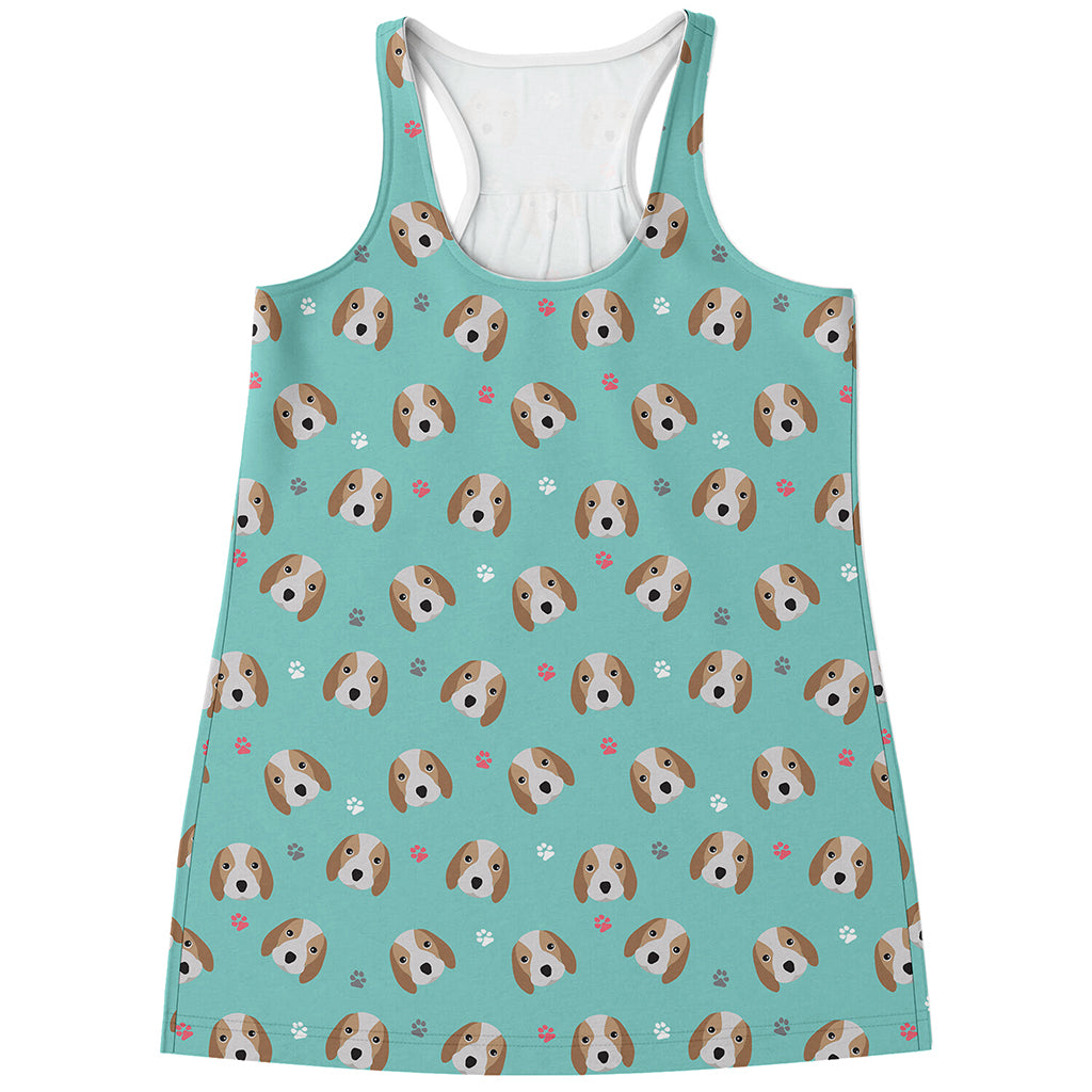 Adorable Beagle Puppy Pattern Print Women's Racerback Tank Top