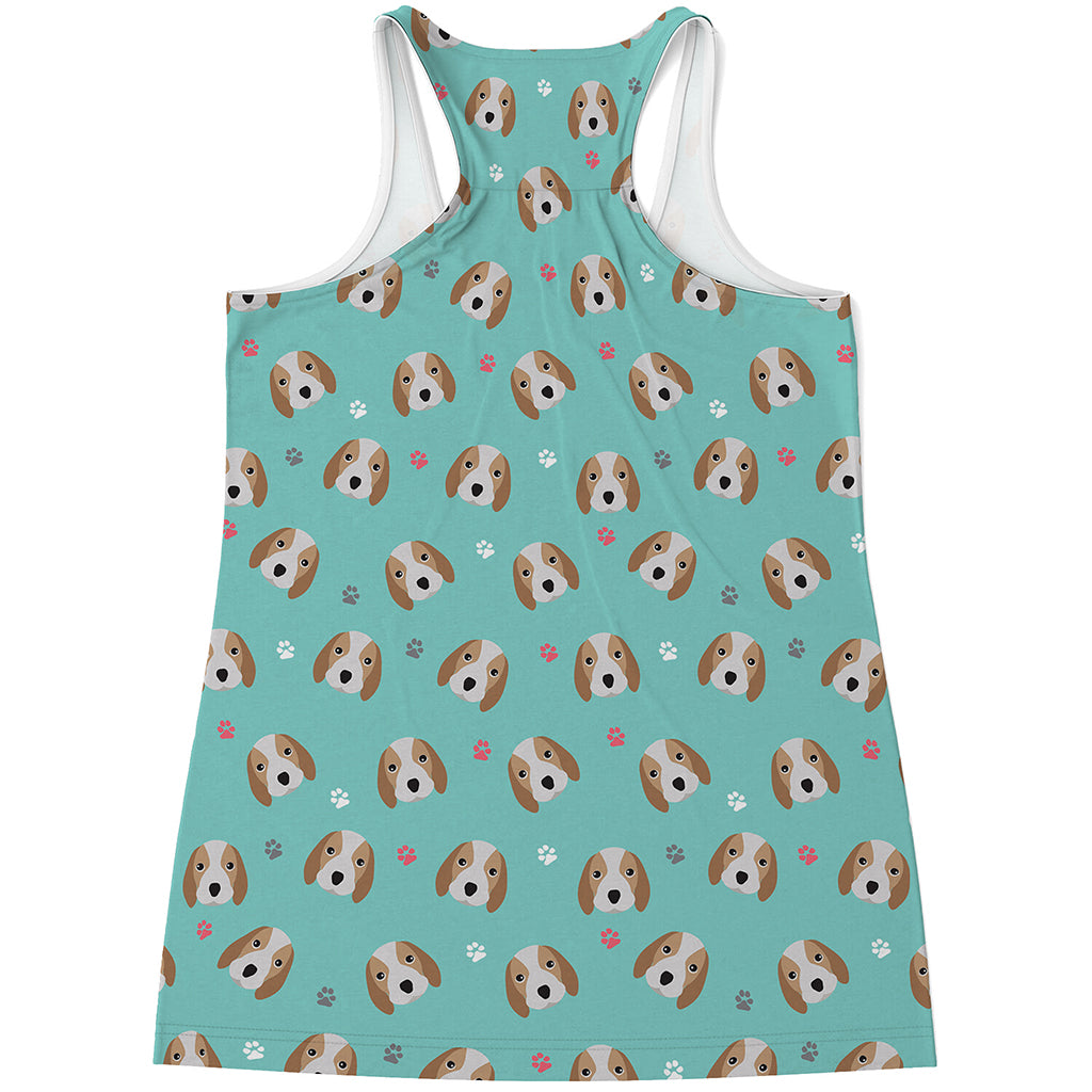 Adorable Beagle Puppy Pattern Print Women's Racerback Tank Top