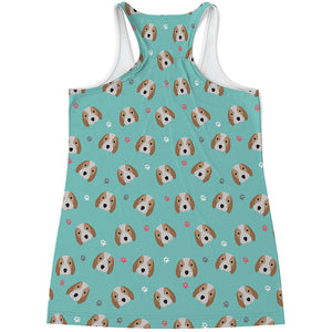 Adorable Beagle Puppy Pattern Print Women's Racerback Tank Top