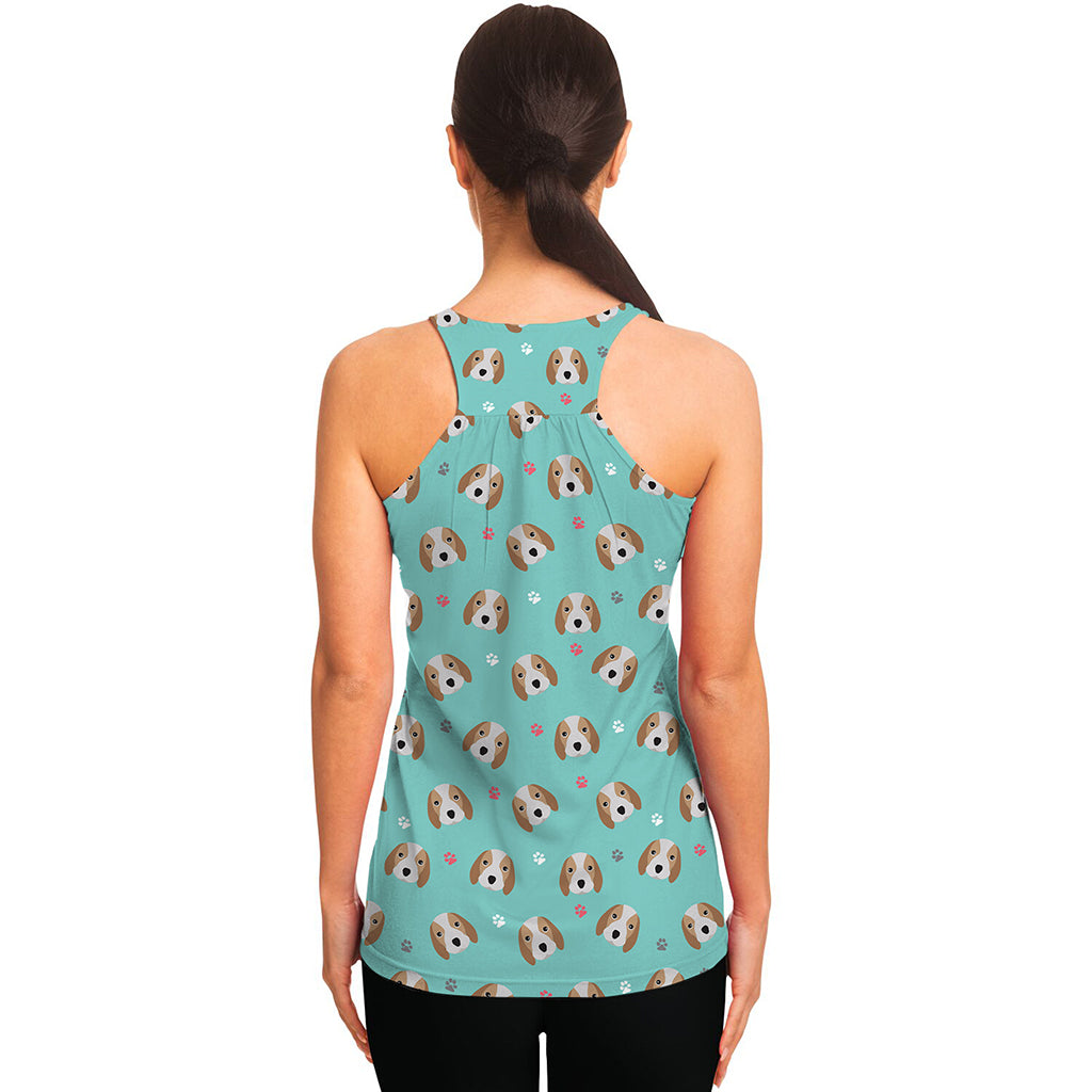 Adorable Beagle Puppy Pattern Print Women's Racerback Tank Top