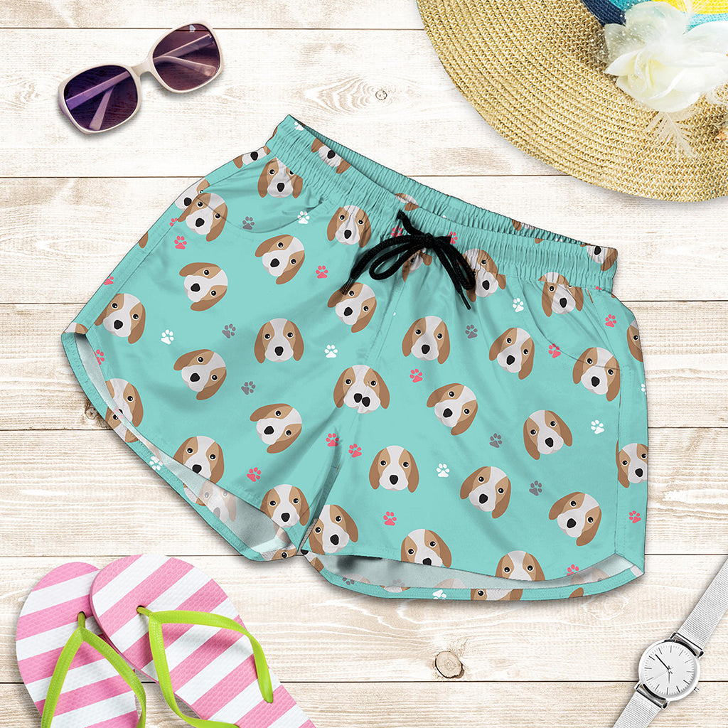 Adorable Beagle Puppy Pattern Print Women's Shorts