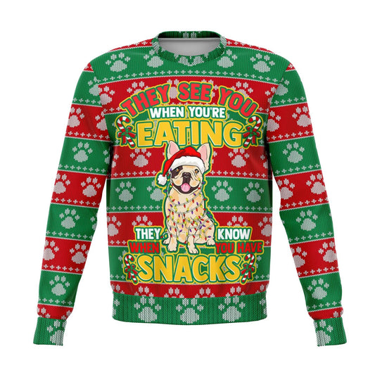 French Bulldog - They Know When You Have Snacks Christmas Sweatshirt