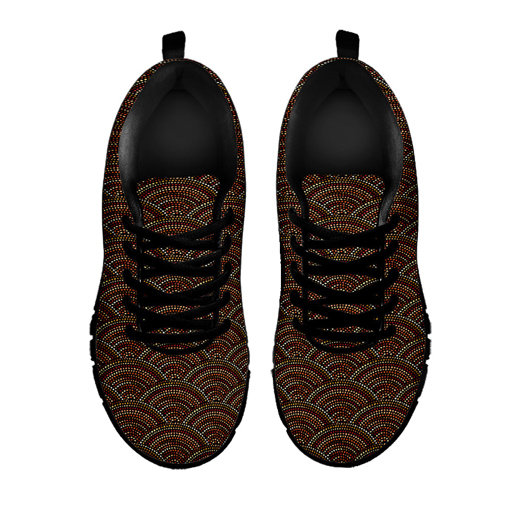 African Afro Dot Pattern Print Black Sneakers