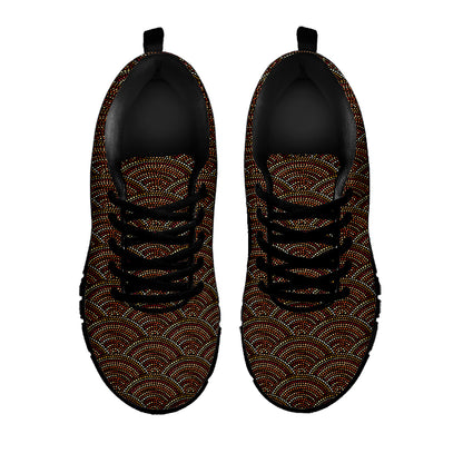 African Afro Dot Pattern Print Black Sneakers