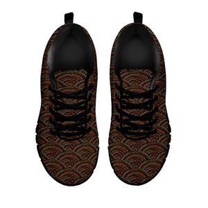 African Afro Dot Pattern Print Black Sneakers