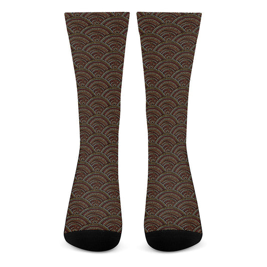 African Afro Dot Pattern Print Crew Socks