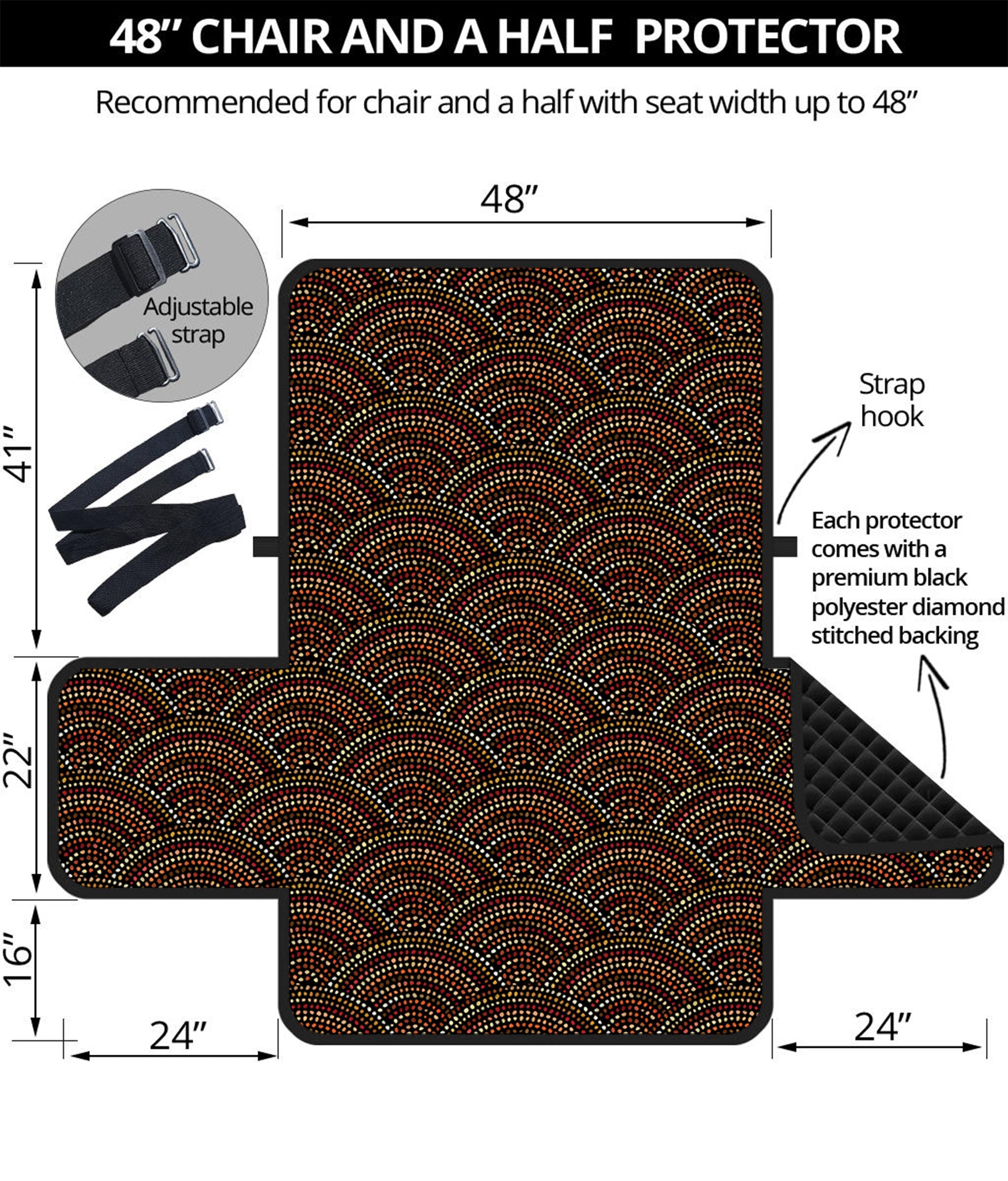 African Afro Dot Pattern Print Half Sofa Protector