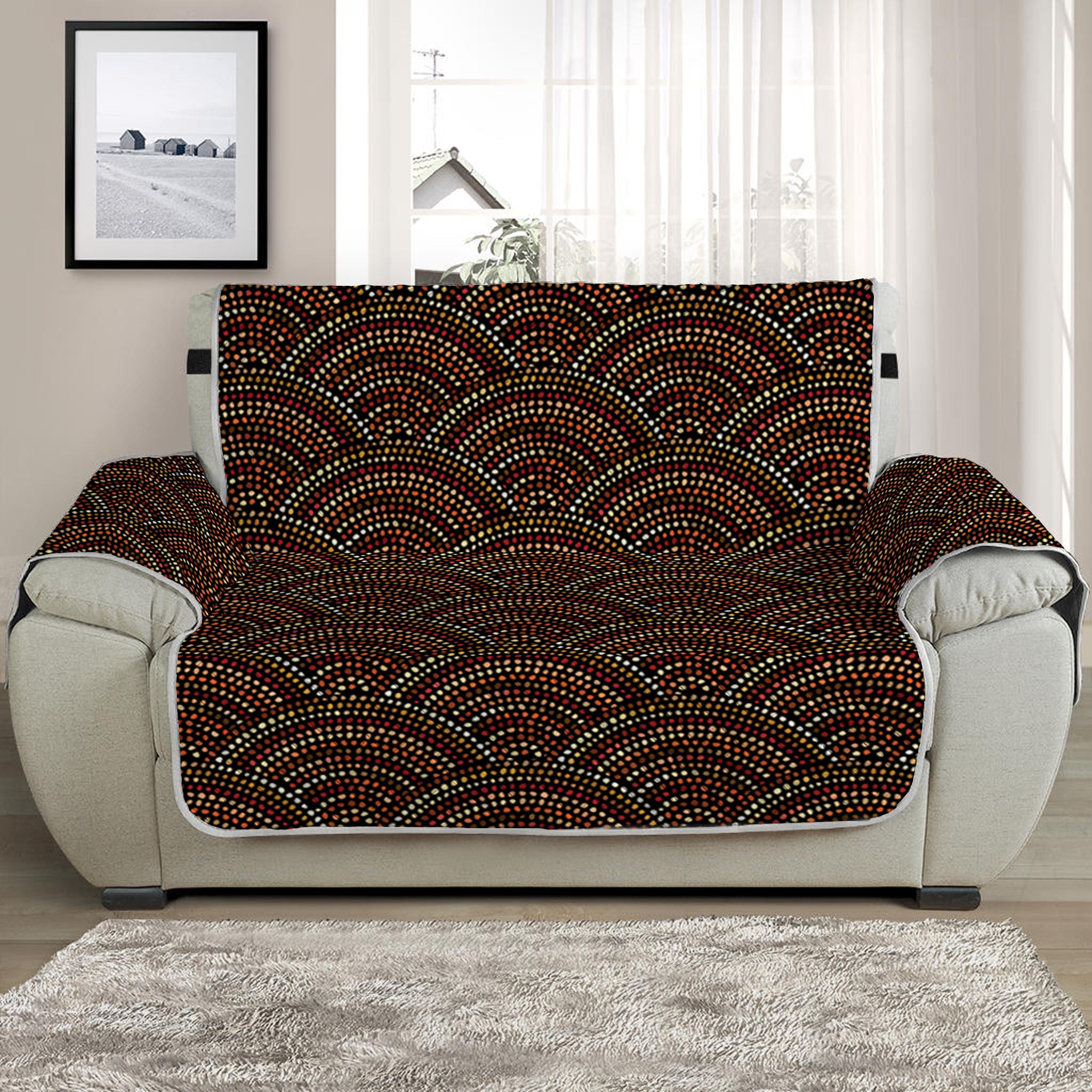 African Afro Dot Pattern Print Half Sofa Protector