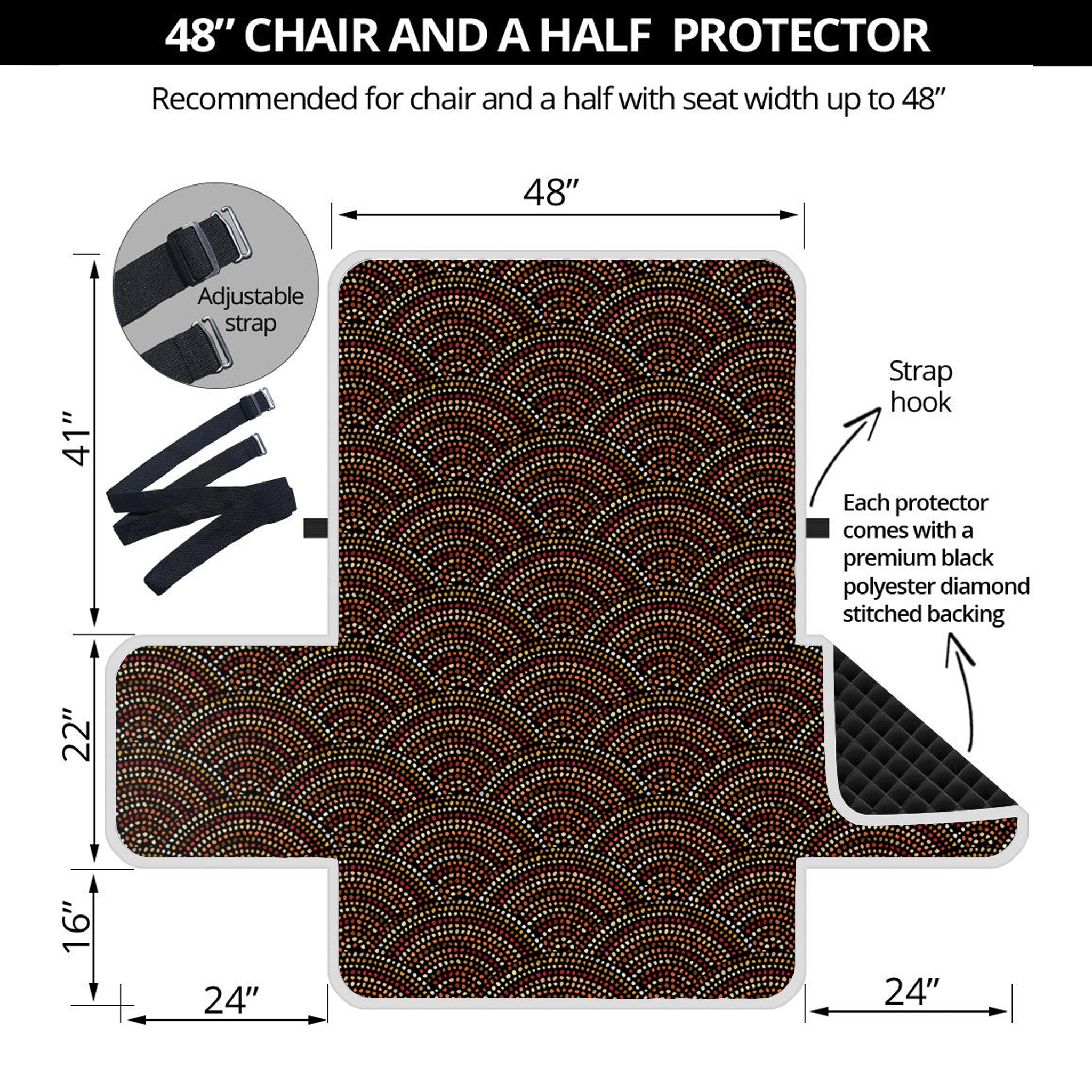 African Afro Dot Pattern Print Half Sofa Protector