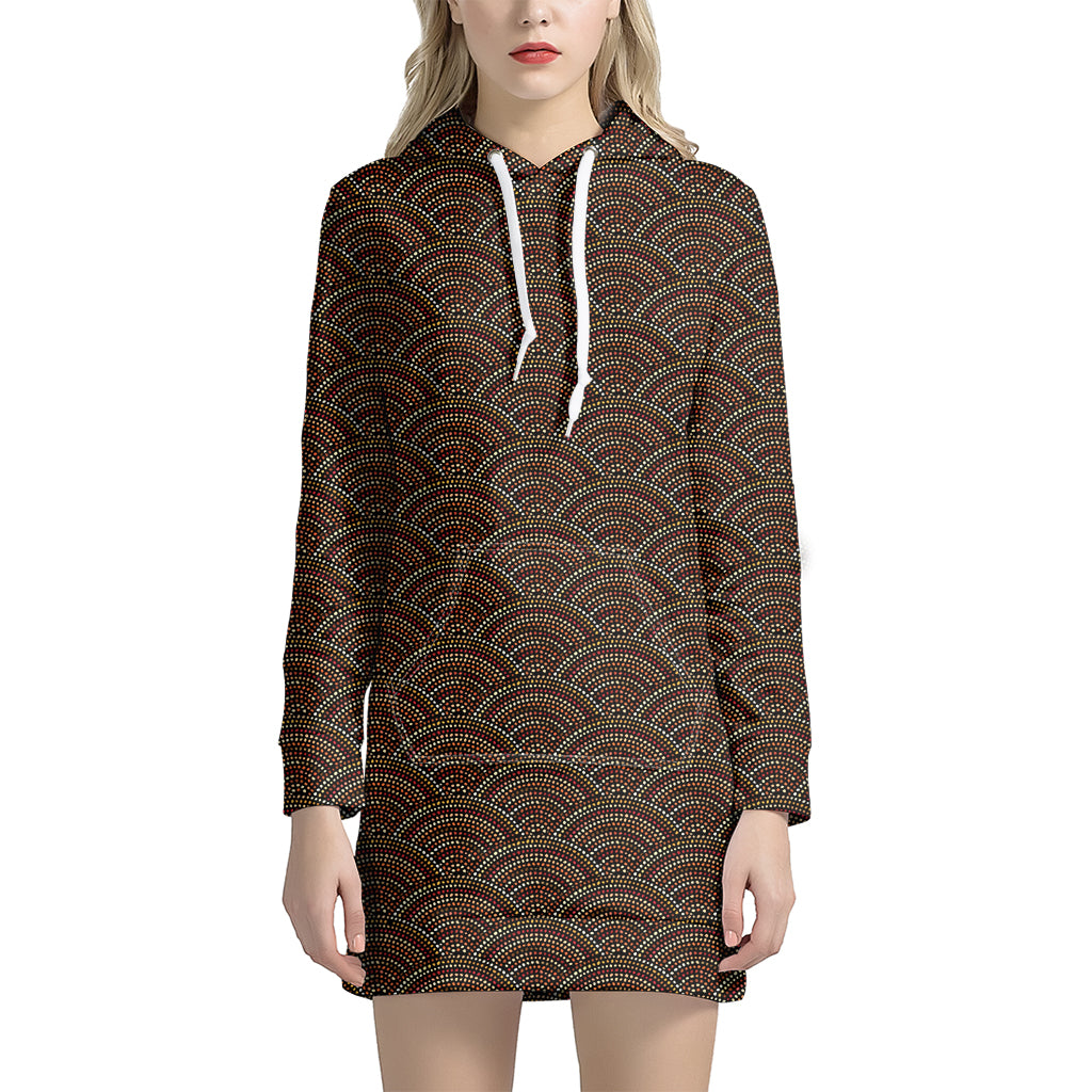 African Afro Dot Pattern Print Hoodie Dress