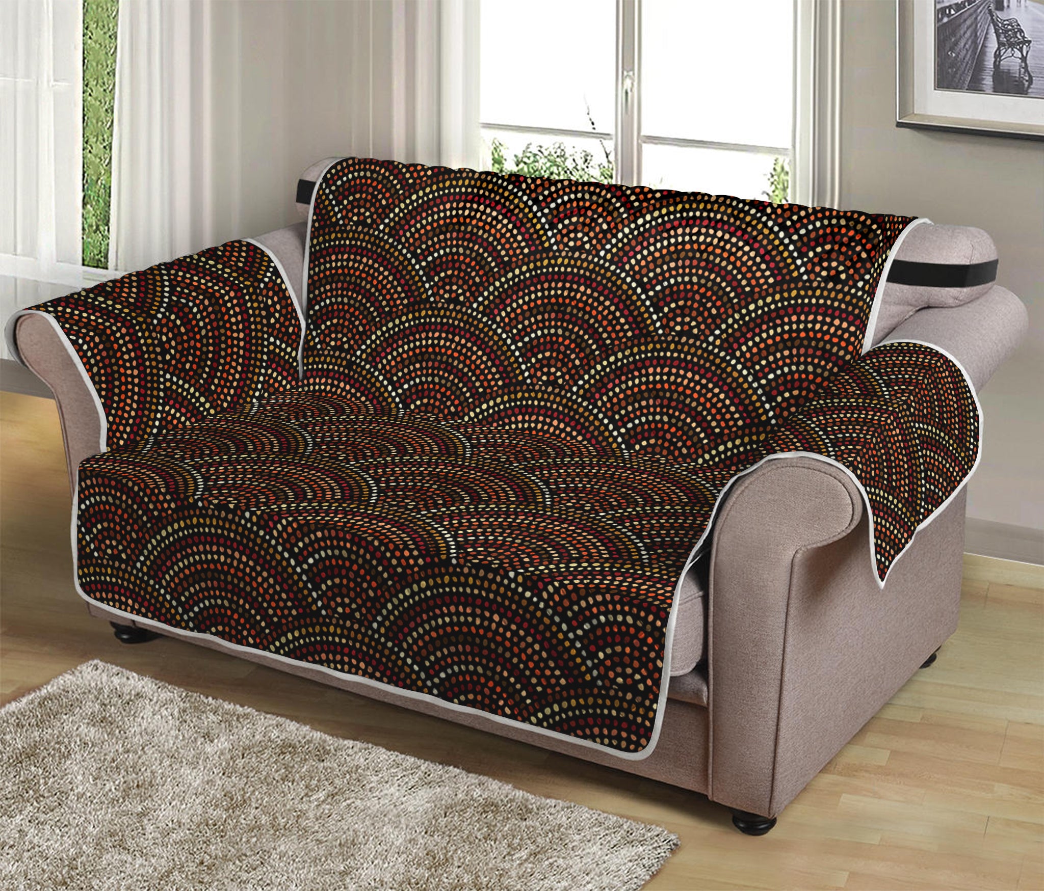 African Afro Dot Pattern Print Loveseat Protector