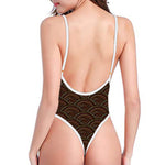 African Afro Dot Pattern Print One Piece High Cut Swimsuit