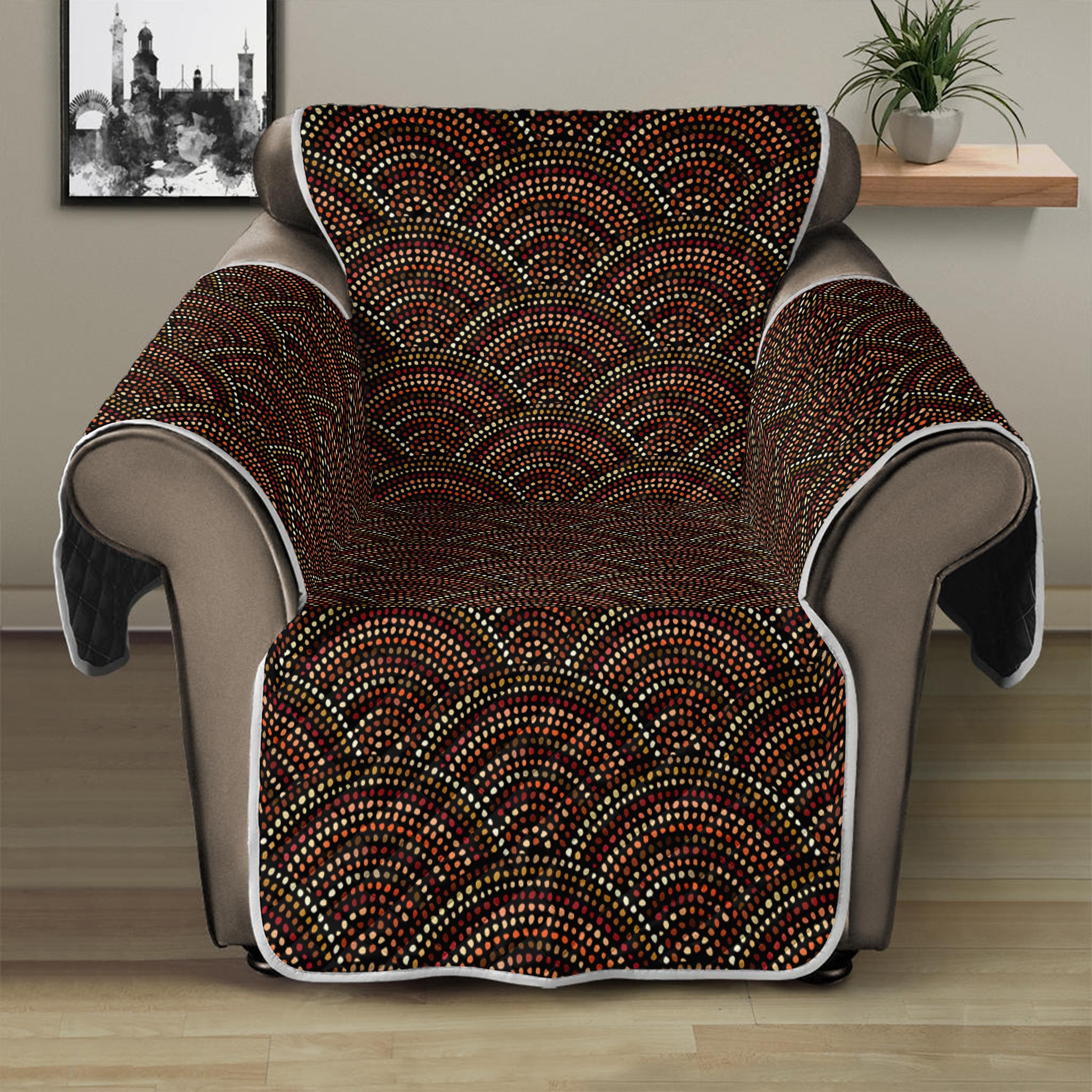 African Afro Dot Pattern Print Recliner Protector