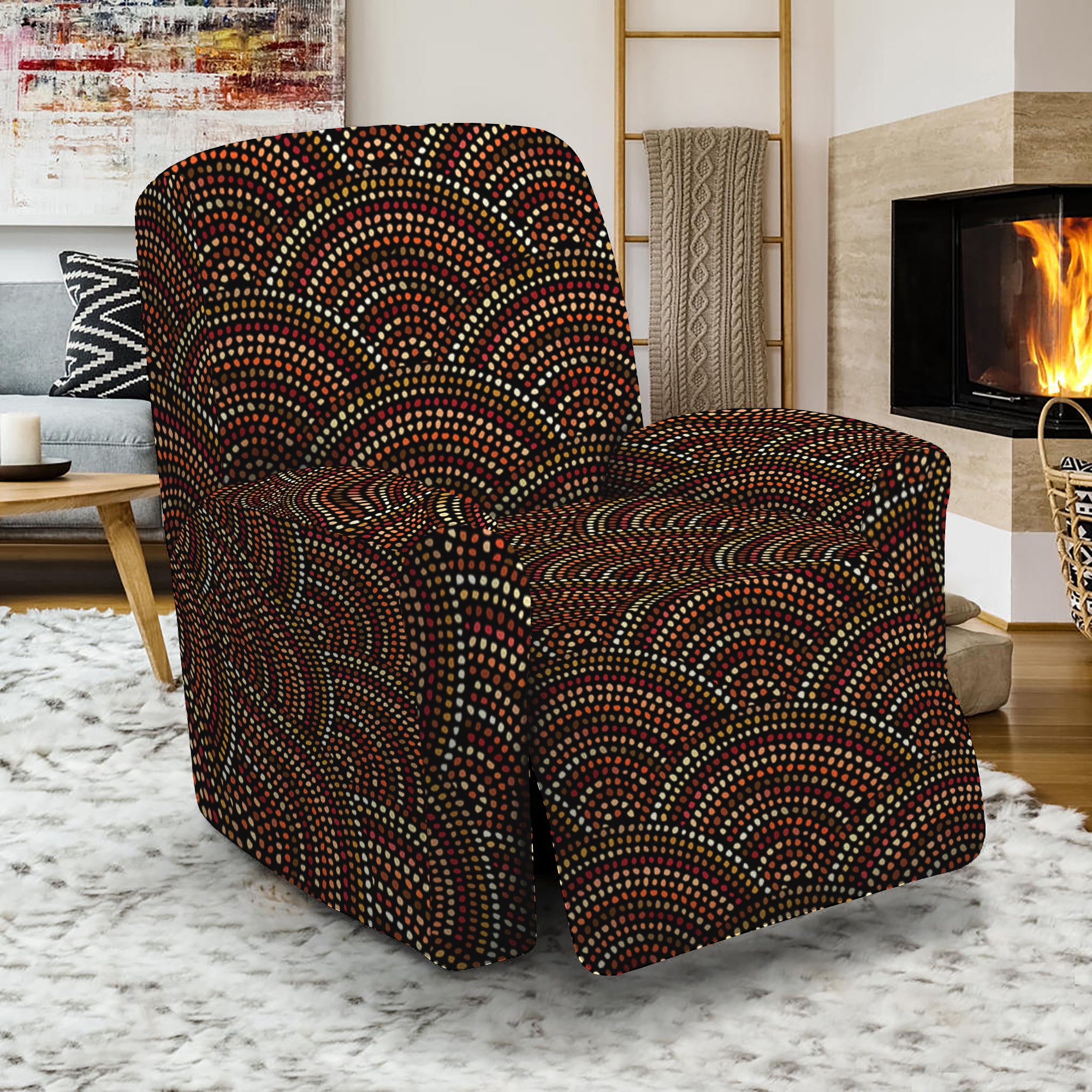 African Afro Dot Pattern Print Recliner Slipcover