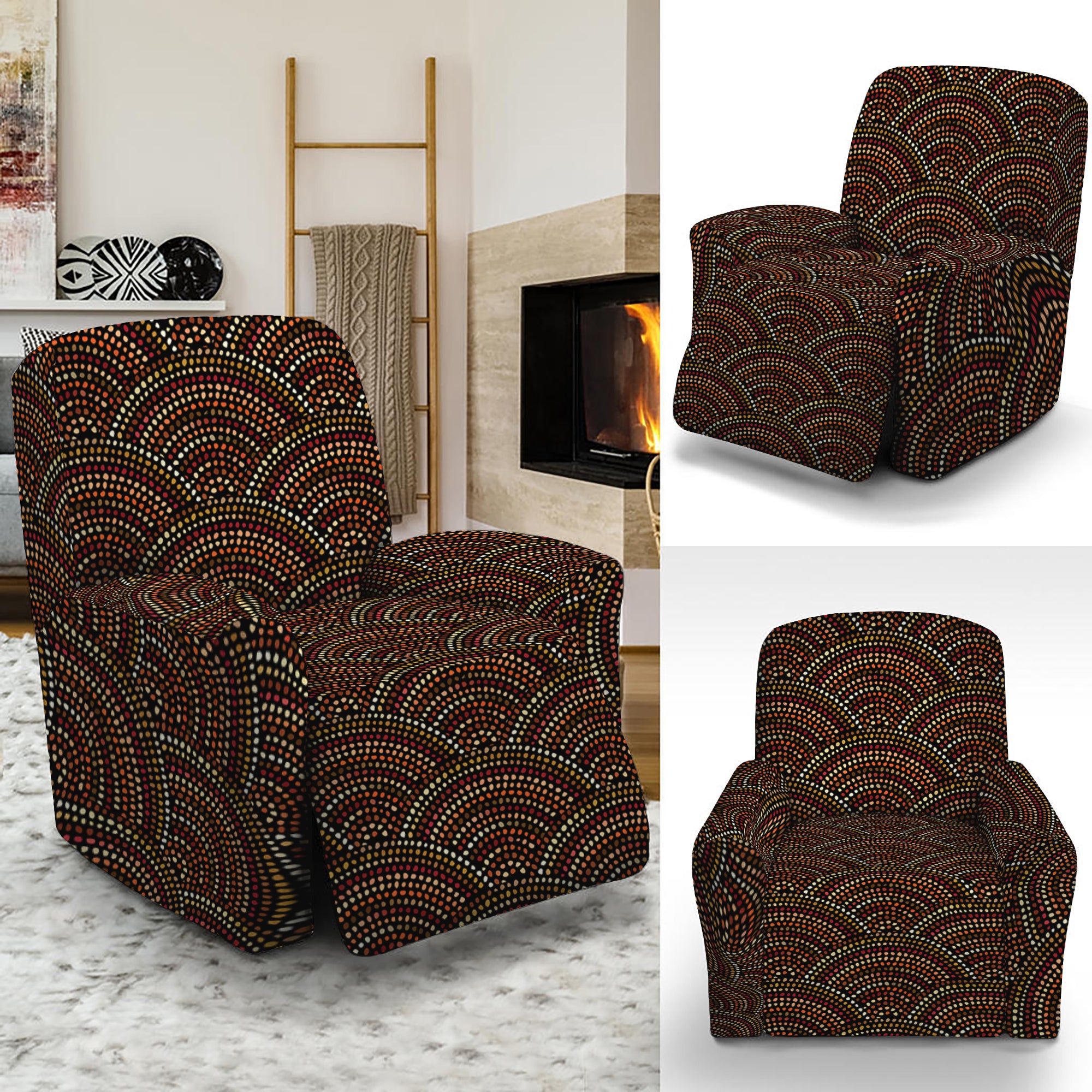 African Afro Dot Pattern Print Recliner Slipcover