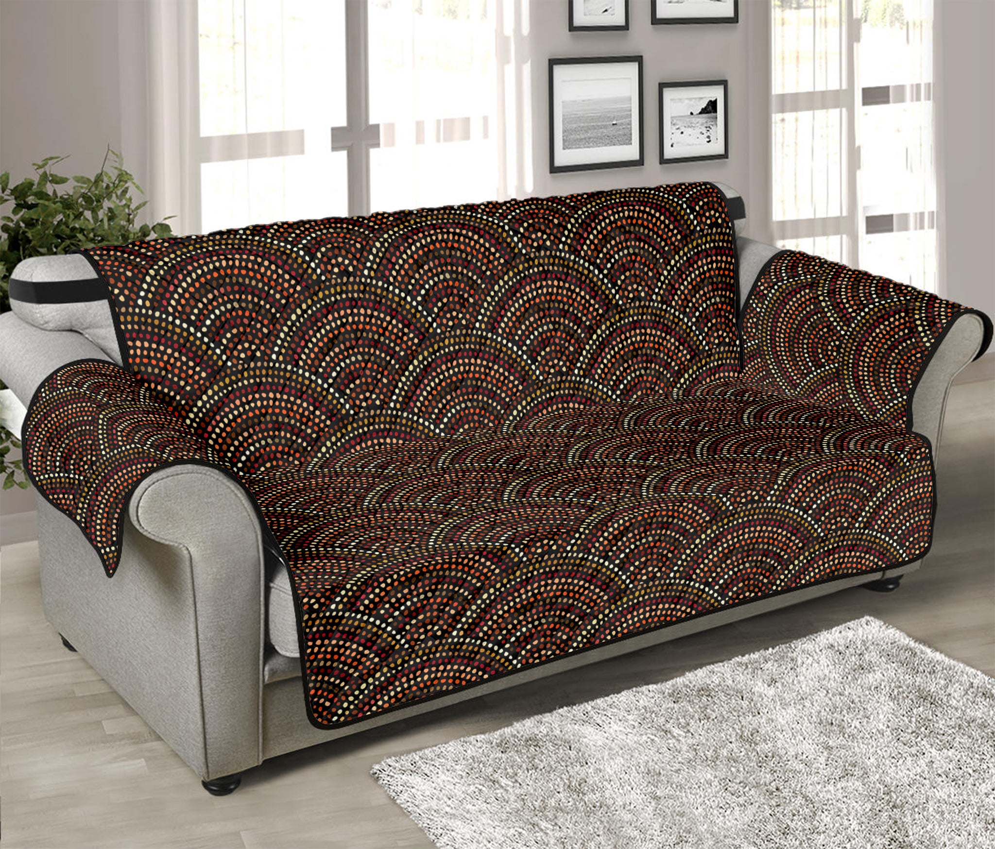 African Afro Dot Pattern Print Sofa Protector