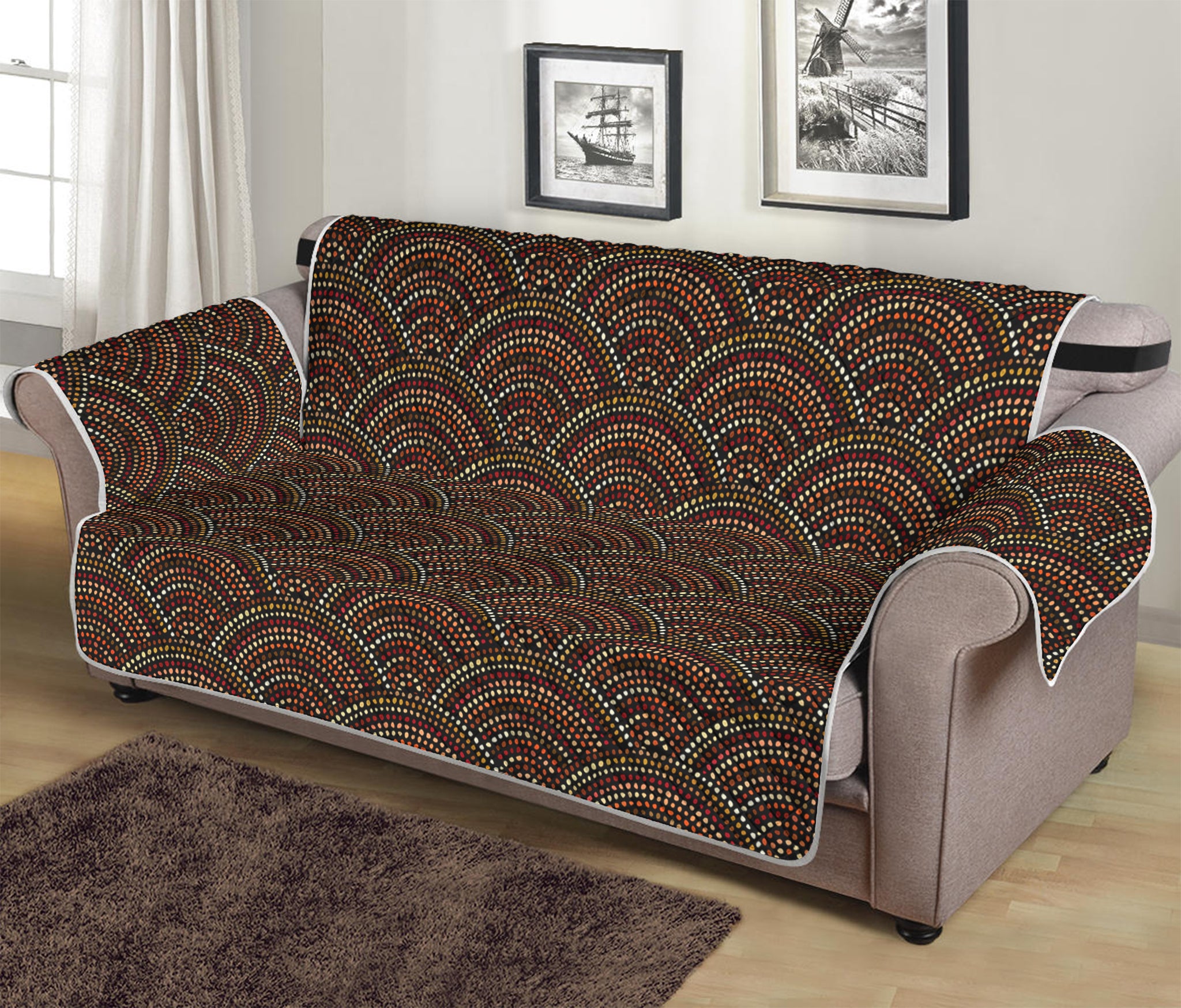 African Afro Dot Pattern Print Sofa Protector