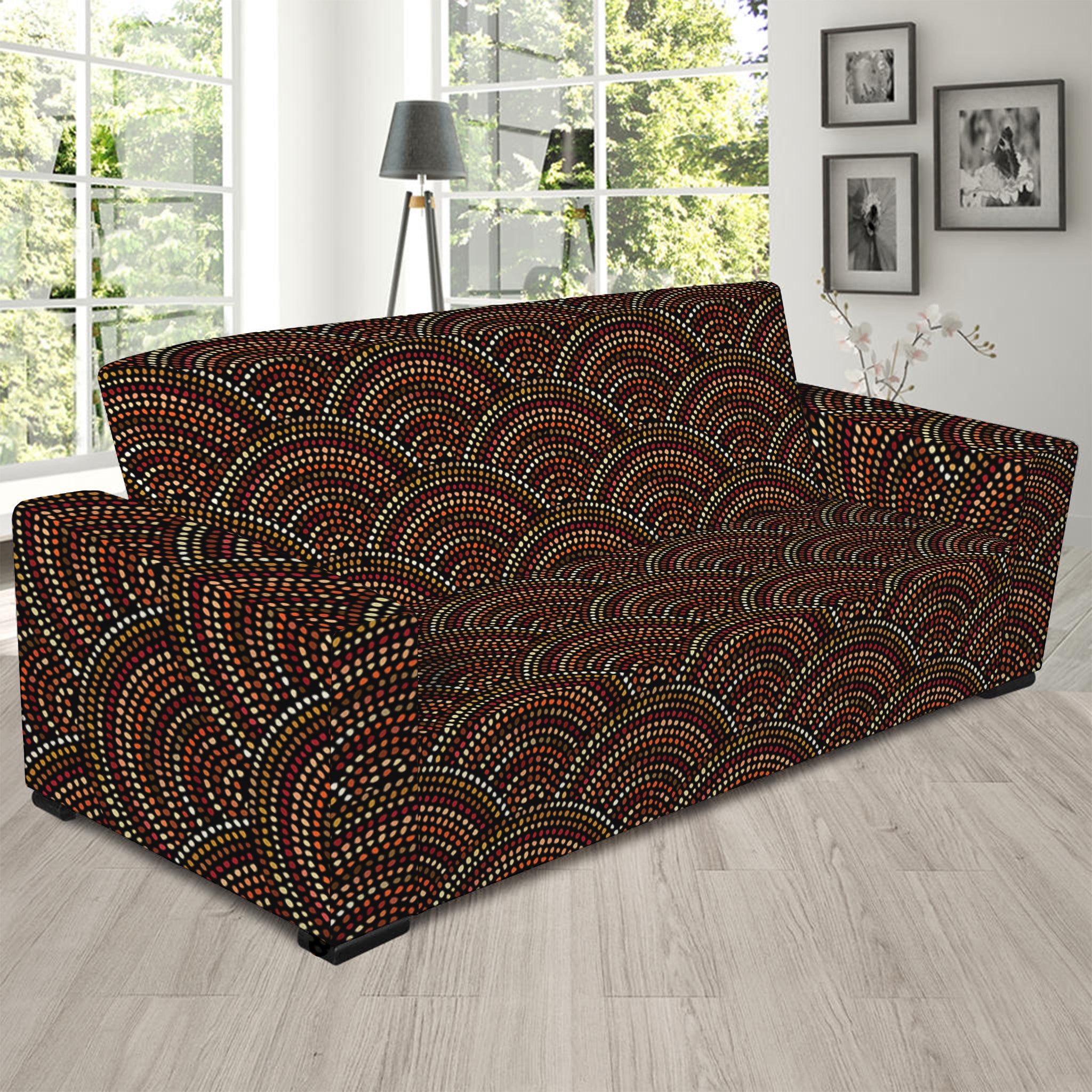 African Afro Dot Pattern Print Sofa Slipcover