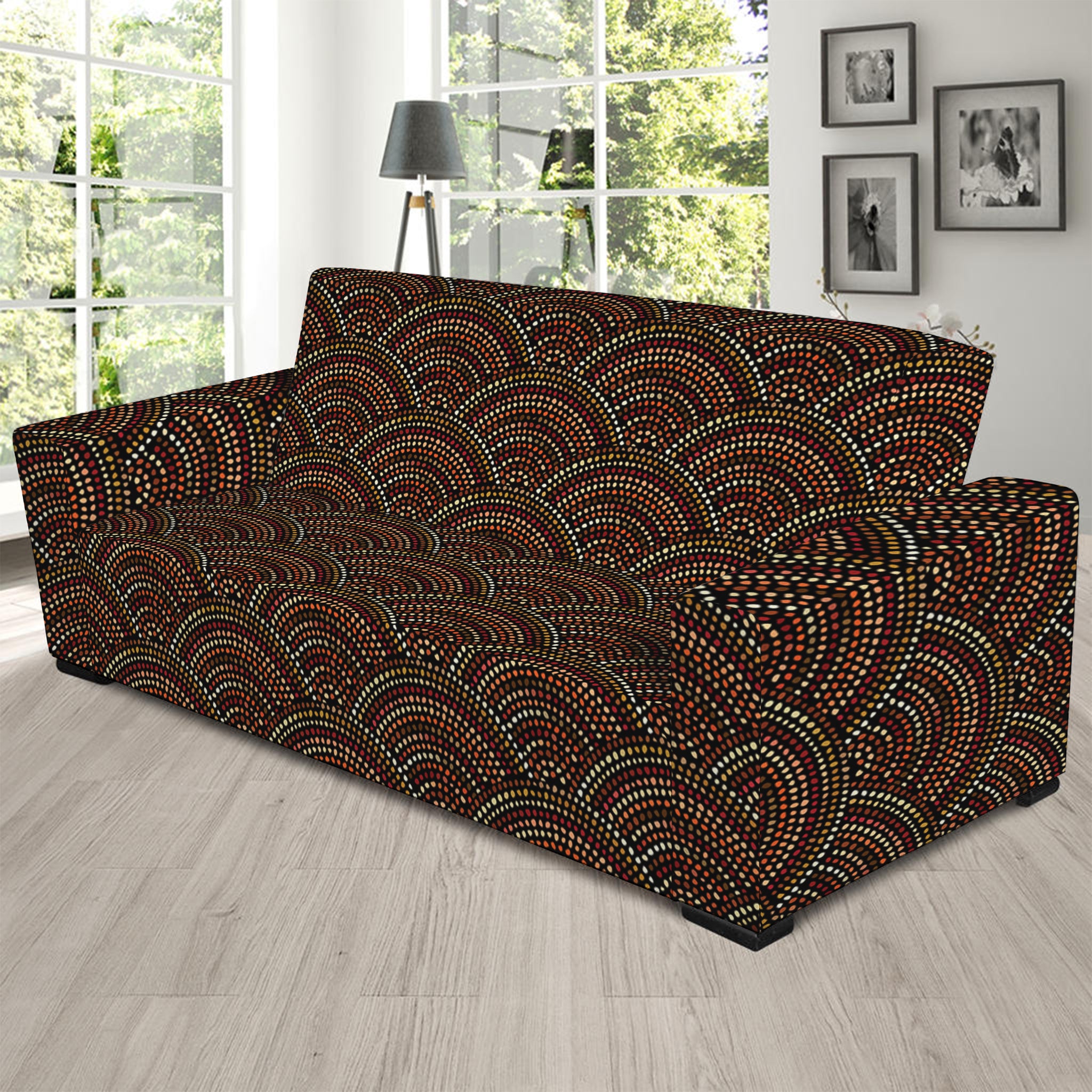 African Afro Dot Pattern Print Sofa Slipcover