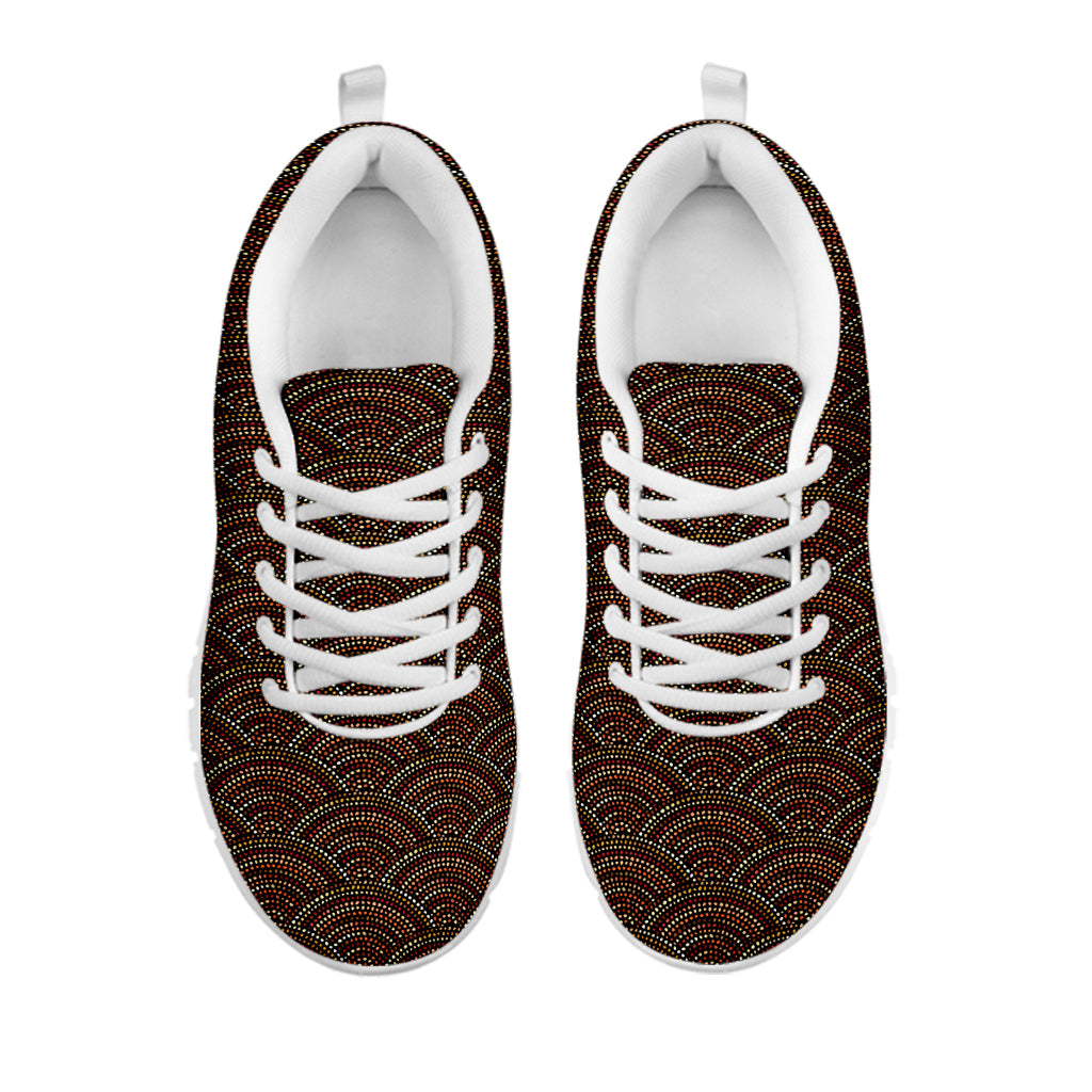 African Afro Dot Pattern Print White Sneakers