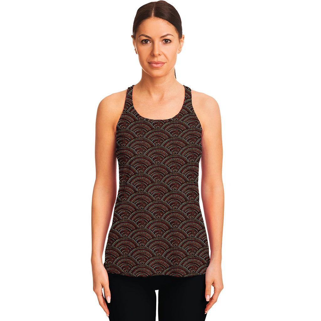 African Afro Dot Pattern Print Women's Racerback Tank Top