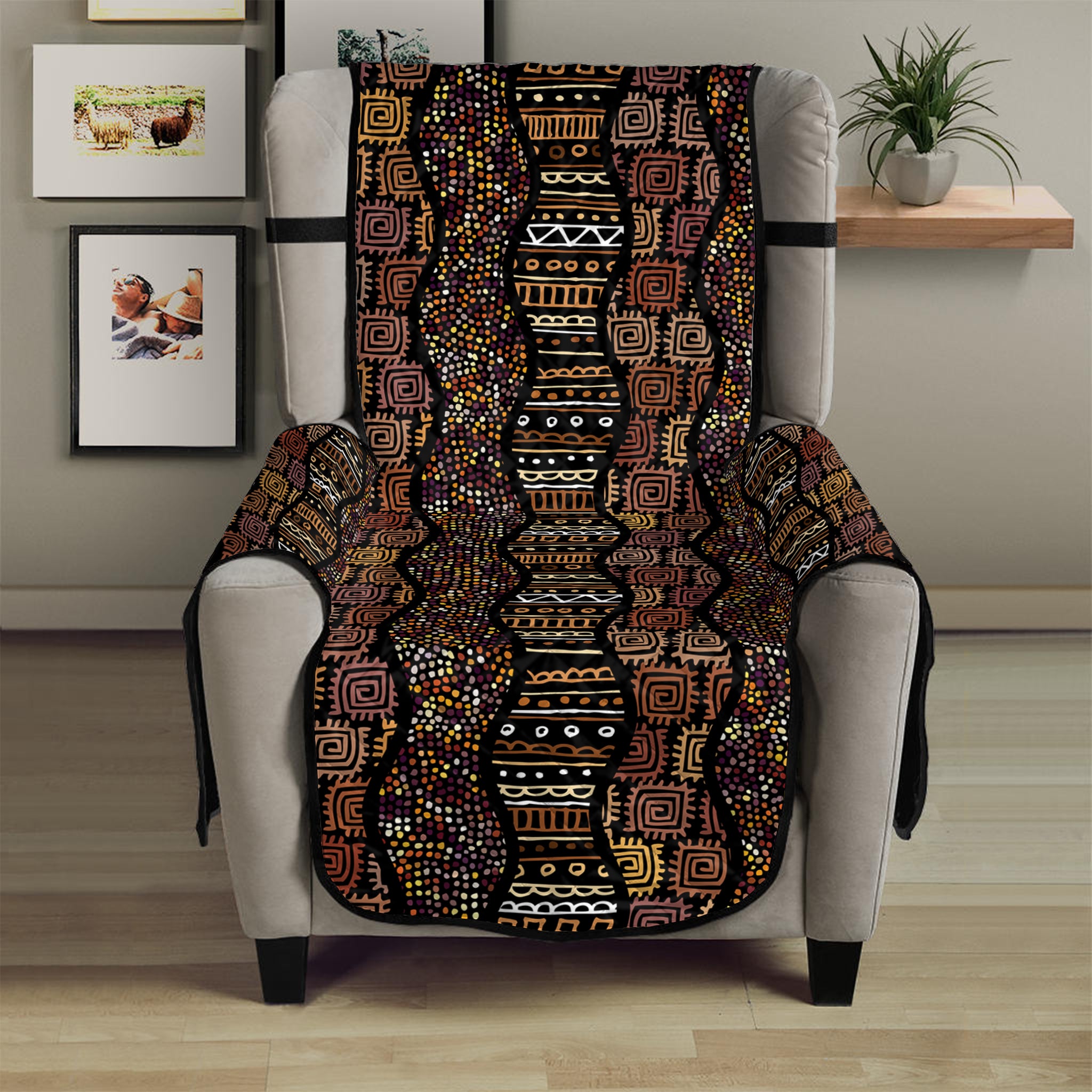 African Afro Inspired Pattern Print Armchair Protector