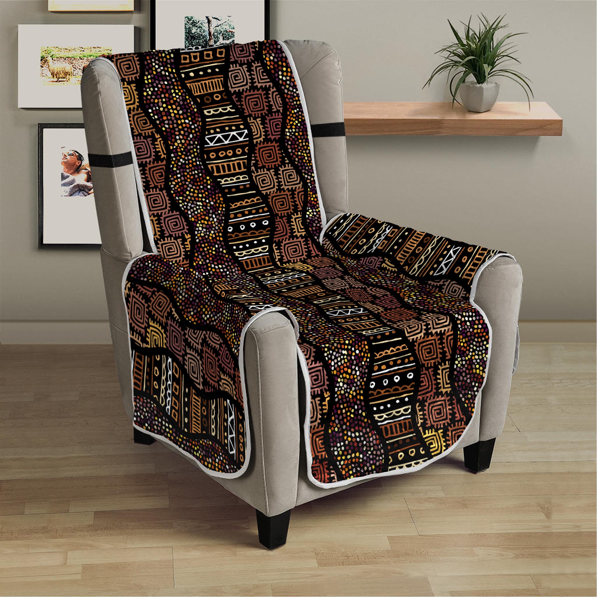 African Afro Inspired Pattern Print Armchair Protector