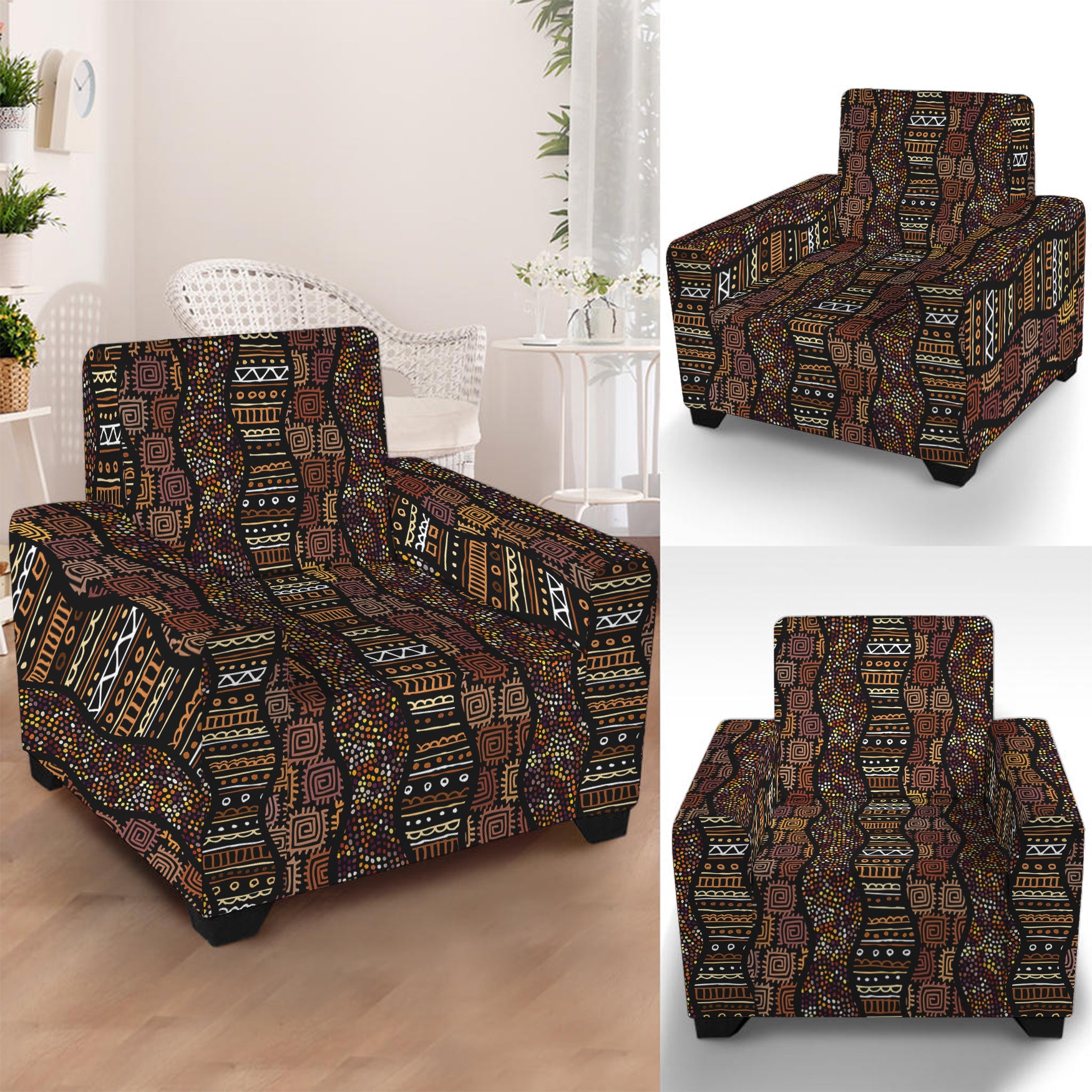 African Afro Inspired Pattern Print Armchair Slipcover